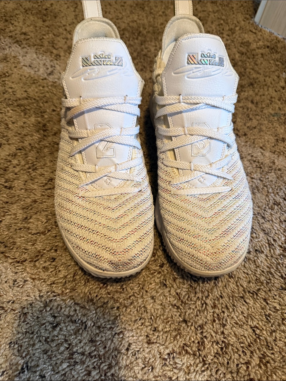 Kids White Knit Sneakers with Subtle Multicolor Accents